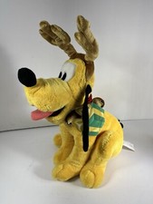 Disney Store Exclusive Pluto Reindeer with Antlers and Jingle Bells Plush