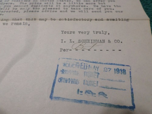 1918 Lettre I.L.Scheinman & Co.Detroit Michigan, Signé B.J - Photo 3 sur 3