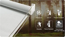 METechs Gray 5% Solar Mesh Sheer Roller Shades – Manual Chain Lift, UV Prote