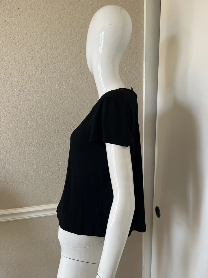 HELMUT LANG New! Black 100% Viscose Jersey Short Sleeve T-Shirt Sz M - Image 4 of 4