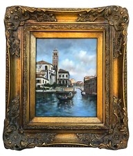 Oil on board Vintage Oil Painting Landscape Venice Framed