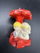 VTG Mushroom Shaped Candle Millefiori Groovey Psychedelic Retro 3” Wedding Coupl