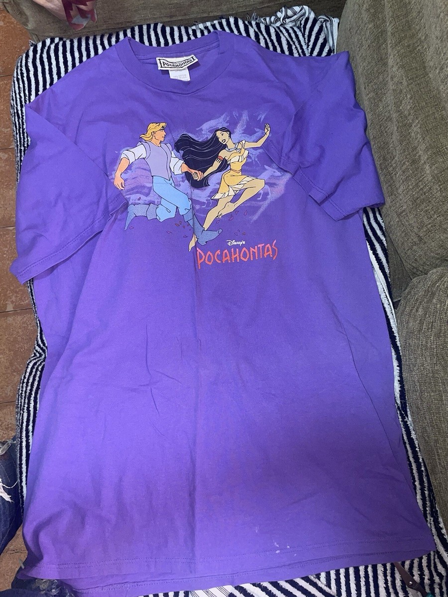 Vintage Pocahontas Disney T-Shirt Size XL Purple Movie From The 