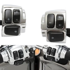 Chrome 1" Handlebar Control Switch Housing+Wiring Harness For Harley Dyna 96-12