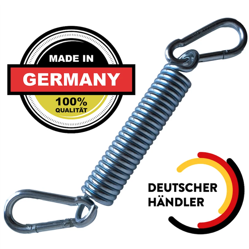 RIIJK Hängesessel Schwingfeder mit 2 starken Karabiner-Haken - Made in Germany!