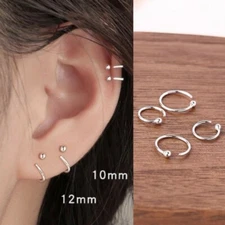 Womens Girls Small Round Huggie Hoop Earrings 316L Surgical Steel 6/8/10/12 MM