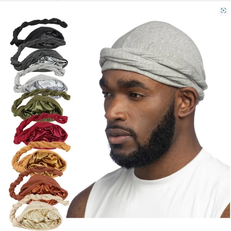 Vintage Satin Turban Unisex Hair Wrap Cap Breathable Adjustable Lightweight Turban for Men Vintage Twist Head Wraps Satin Lined Halo  main image 2