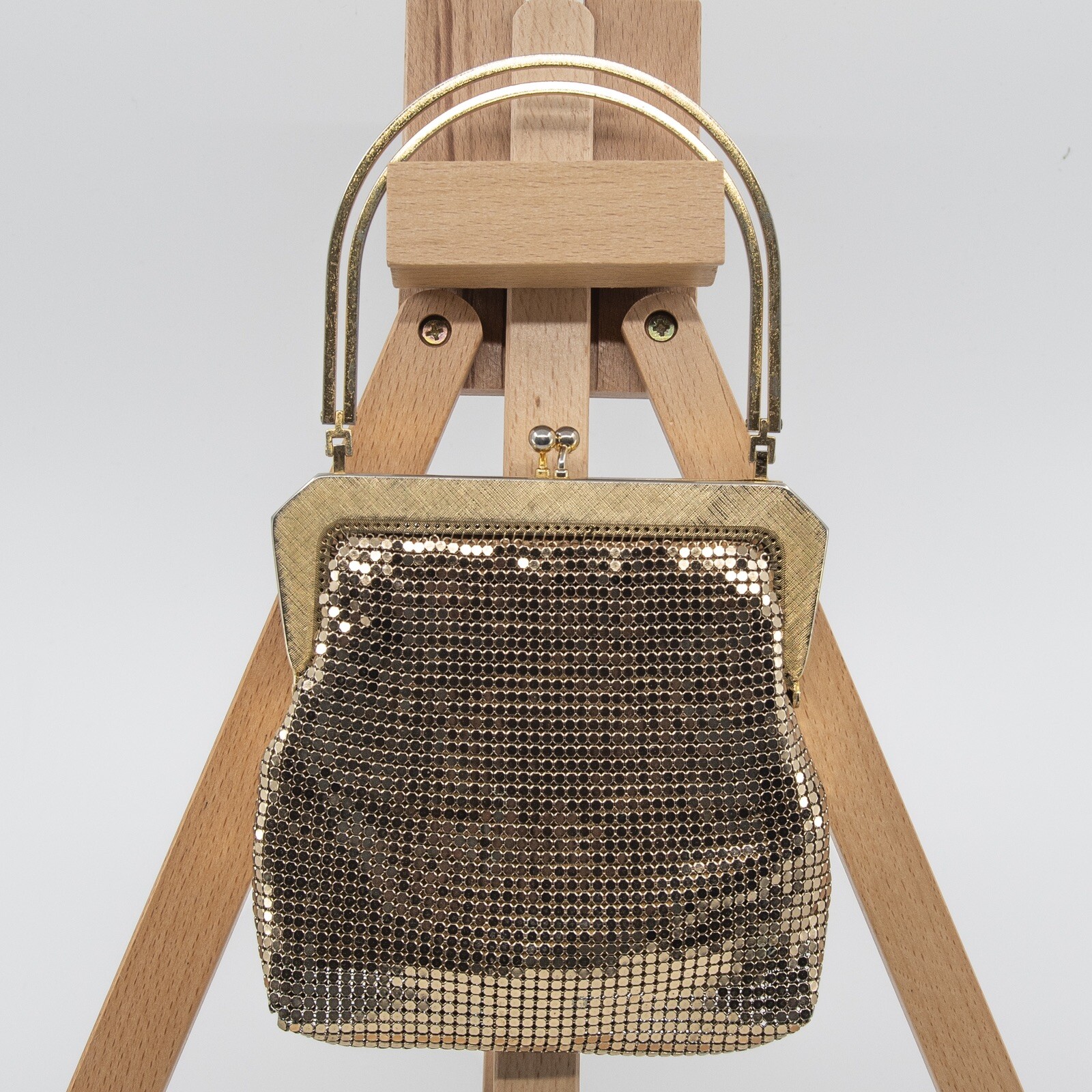 Vintage GLOMESH double solid metal strap gold han… - image 9