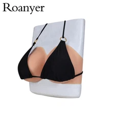 Roanyer Lifelike Silicone D Cup Tube Top Fake Boobs for Crossdresser Cosplay
