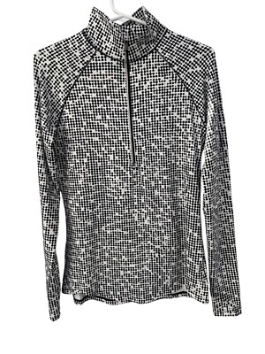 Under Armour Geometric Half Zip Pullover Small Long Sleeve Black White Active