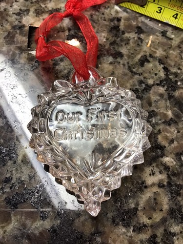 VINTAGE Waterford Crystal Ornaments 2003 Our First Christmas Heart Ireland BOX