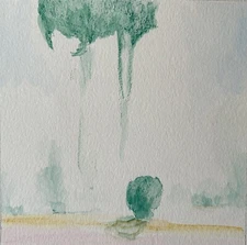 Original Abstract Landscape Watercolor Painting - Signed by Artist,  6” X 6”