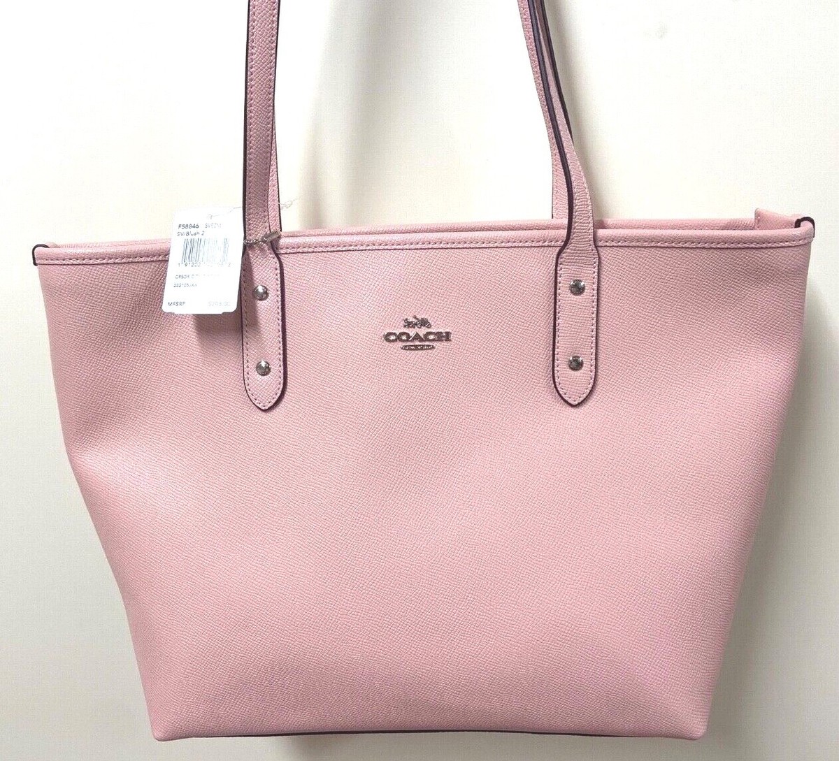 Coach F58846 Crossgrain City Zip Top Tote Handbag - Blush2 for