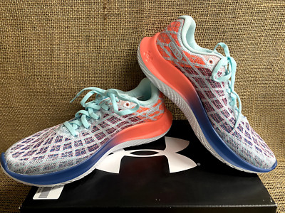 NIB Under Armour 3024911-300 Women's FLOW Velociti Wind 2 Blue/Red Athletic Shoe