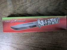 Tac Xtreme 12" Overall Black SS Blade Rubber Handle White Skull Camo w/ Sheath