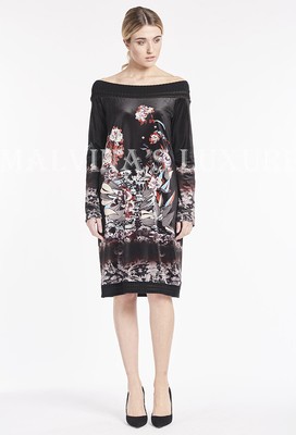 SAVE THE QUEEN DRESS ORIENTAL PRINT OFF THE SHOULDER LONG SLEEVES sz S SMALL