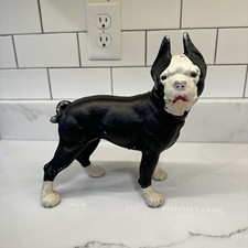 LARGE CAST IRON BOSTON TERRIER STATUE DOORSTOP HUBLEY STYLE DOG 9 - 10"