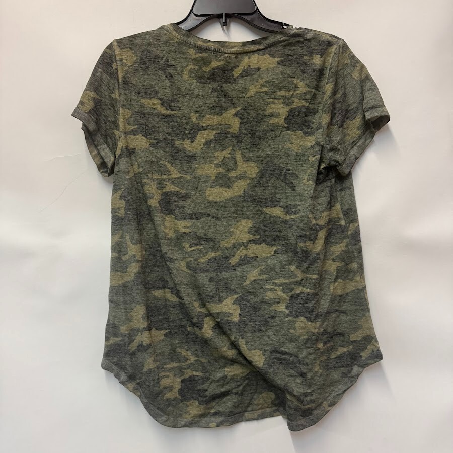 Style & Co Womens M Dark Green Camo Short Sleeve V Neck T Shirt Top NWT CR15