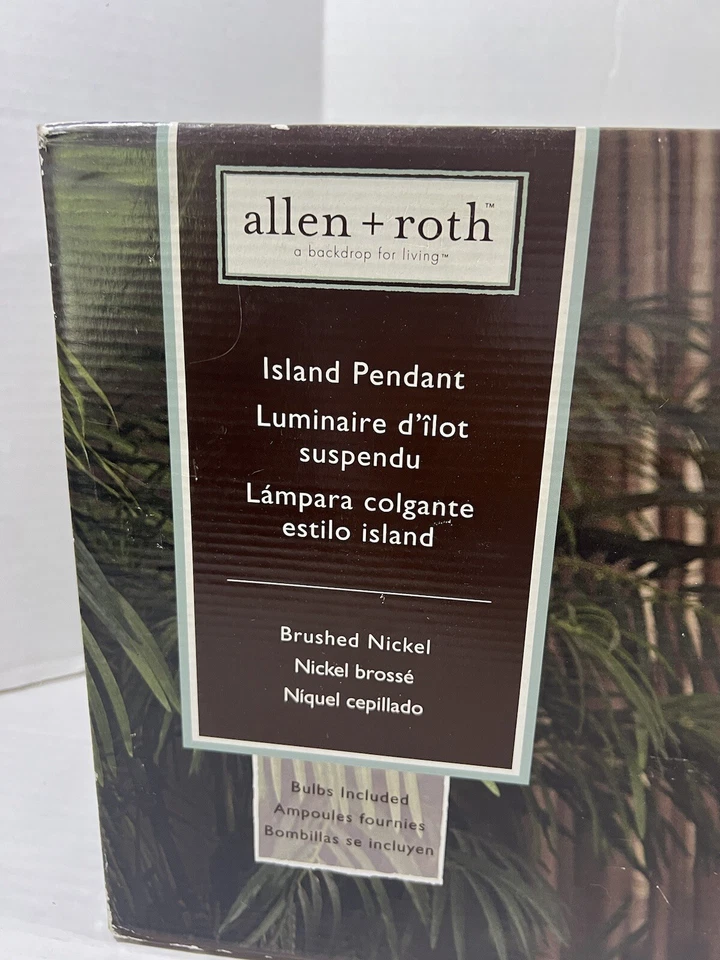 Allen & Roth 3 Luces Cocina Bar Isla Colgante Vidrio Transparente Níquel #0305765 Nuevo Foto 2 de 4