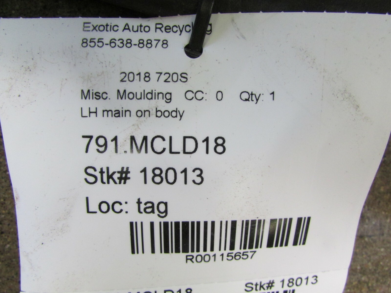 Mclaren 720, LH, Left Door Main Gasket, On Body, Used 