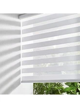 ZEBRA BLINDS, Cordless Blinds for Windows, Roller Shades 34”W x 72”H, White