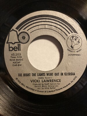 Vicki Lawrence Night the Lights Went Out In Georgia VG+ 7'' 45rpm PET RESCUE