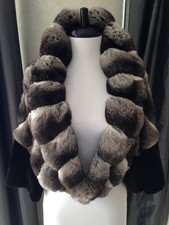 Chinchilla Black Mink Fur Shrug Jacket Vest Coat Wrap $14k