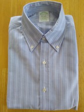 NWOT Brooks Brothers Blue Stripe Cotton Button Down 14.5-31 Milano MSRP 140