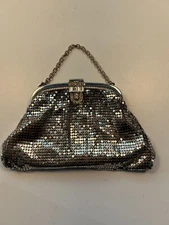 Whiting & Davis Co. Silver Mesh Bag 4"x6" 1950's Vintage
