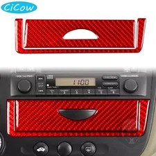 2x Center Console Storage Box Cover Trim For Honda Civic 01-05 Red Carbon Fiber
