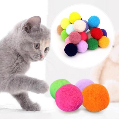 10/20/30Pack Cat Kitten Pom Pom's Toy Ball Creative Colourful Plush M6A7
