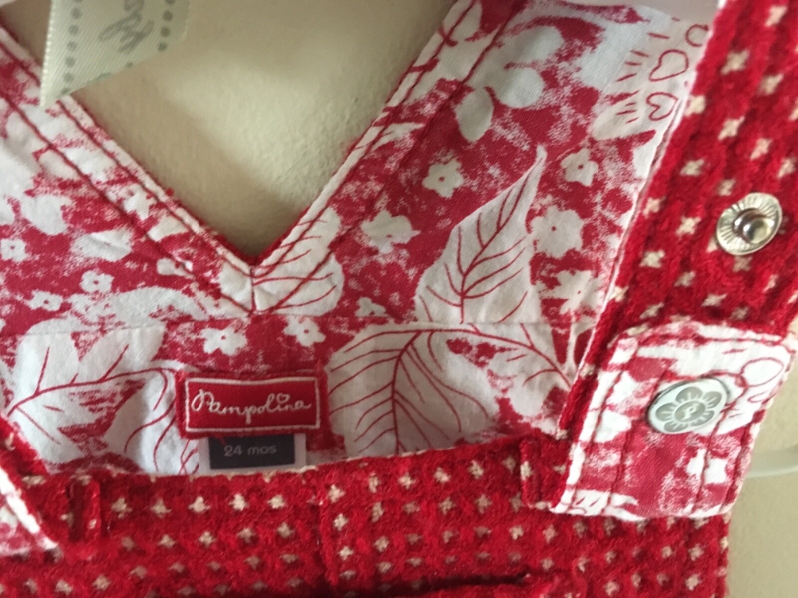 Pampolina Girls Holiday. Toddler 24 MO  Red & White Jumper with Toille Print EUC image 7