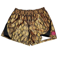 NWT Sz XXL Womens Nike Dri Fit Rebel Fly Basketball Shorts Gold Black Snakeskin