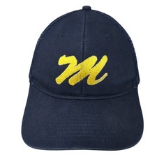 Port Authority Snapback Mesh Back Trucker Hat Blue One Size Embroidered