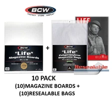 BCW (New) Life Magazine (10)ct Pack - Magazine Boards & Resealable Bags Set