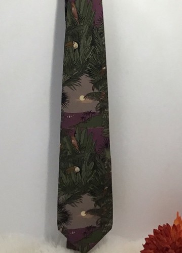 Vintage Hamers Spokane Herren Krawatte 100% Seide Neuheit Muster Tocan/Tropical 0545 - Bild 2 von 2