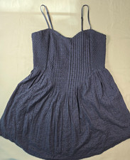 Aerie Size XL Blue Eyelet Sundress Smocked Cotton Fit & Flare Midi Dress Coastal