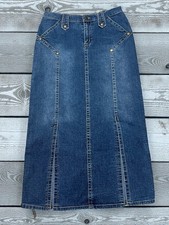 Y2k 90s Maxi Denim Skirt 6 Straight 31 x 35 Stretch Cowgirl Western Modest Vtg