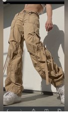 Abercrombie  Fitch Vintage Y2K Baggy Cargo Paratrooper Pants Dark Khaki Size 8