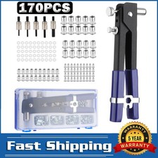 170PCS Threaded Hand Nut Riveter Rivnut Gun & Rivnuts Kit M3 M4 M5 M6 M8 5467 UK