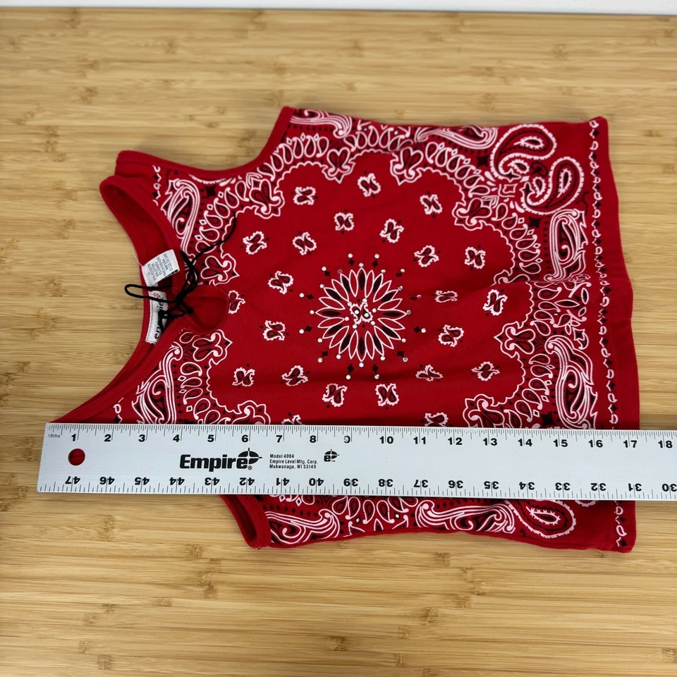 Energie Red Bandana Rhinestone Tank Top Sleeveless Womens Large Y2K - Image 4 of 4