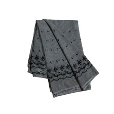 Net Gray Saree Indian Women Wrap Dress Used Recycled Fabric Embroidered Vintage