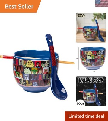 Star Wars Characters Ceramic Ramen Noodle Rice Bowl with Chopsticks and Spoon...