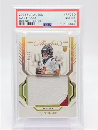 C.J. STROUD 2023 FLAWLESS ROOKIE PATCH HOUSTON TEXANS RC /25 PSA 8 Q0004