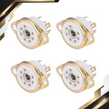 4 x 7-pin Tube Socket Ceramic Vacuum Tube Protect Tube Pin Socket White