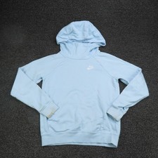Nike Hoodie Womens XS Light Blue Pullover Sweatshirt Swoosh Kangaroo Pocket Logo