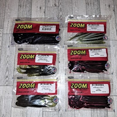 ZOOM Mixed Lot Freshwater Fishing Lures Red Shad Junebug Watermelon Seed Fluke