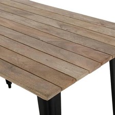 Bolero Bistro Dining Table Slatted Mango Wood Top Black 1200mm