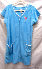 Women's ADONNA 100 Polyester Zip Up TROPICAL BLUE DRINKS Short Sleeve Robe M