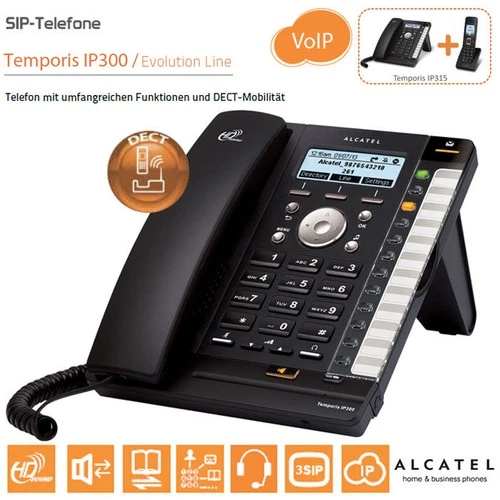ALCATEL IP315 SIP Telefon inkl. EU Netzteil mit DECT Mobilteil